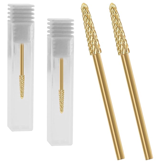 2Pcs 3/32" Cuticle Bit Gel Remover Drill Bit, Remove Dead Skin Small Cone Clean Medium Grit Carbid Professional Manicure Tool for Electric Nail Drills Conical Accessories for Home Use Nail Salons