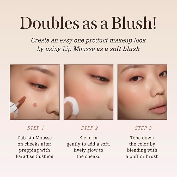 DEARDAHLIA Paradise Dream Velvet Lip Mousse (Seduction) - Vegan Soft-Matte Lip Tint with Lightweight, Buildable, Long-Lasting Color, Whipped Mousse Texture. Cruelty-Free. 0.21 Fl oz