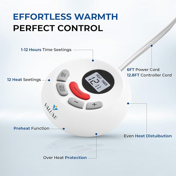 Heated Mattress Pad Twin Size Quilted Heating Electric Bed Warmer Luxury Comfort Heat Mattress Pad Cover Single Controller（10 Heat Setting | 1-12 Hours Auto Shut Off | with 8-21 Inch Deep Pocket）Gray