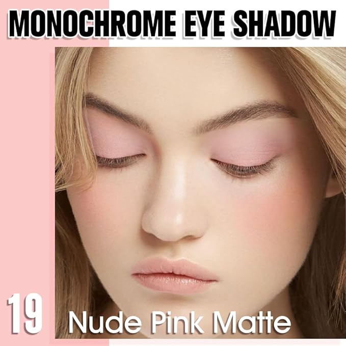 Nude Beige Tan Single Eyeshadow Makeup, Neutral Powde Eye Shadow for Women, Dusty Pink Matte Singles Eyeshadow Palette Pigmented Waterproof, sombras para ojos, Girls Monochrome Eyeshadows Gift
