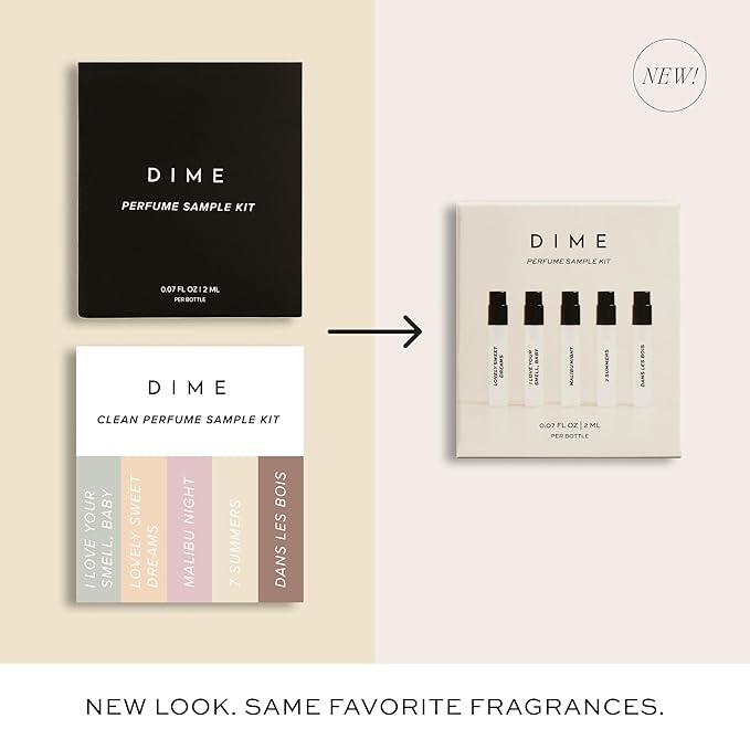 Dime Beauty Perfume Sampler, Hypoallergenic, Clean Perfumes, Eau de Toilette For Women (Set of 5, 2 ml)