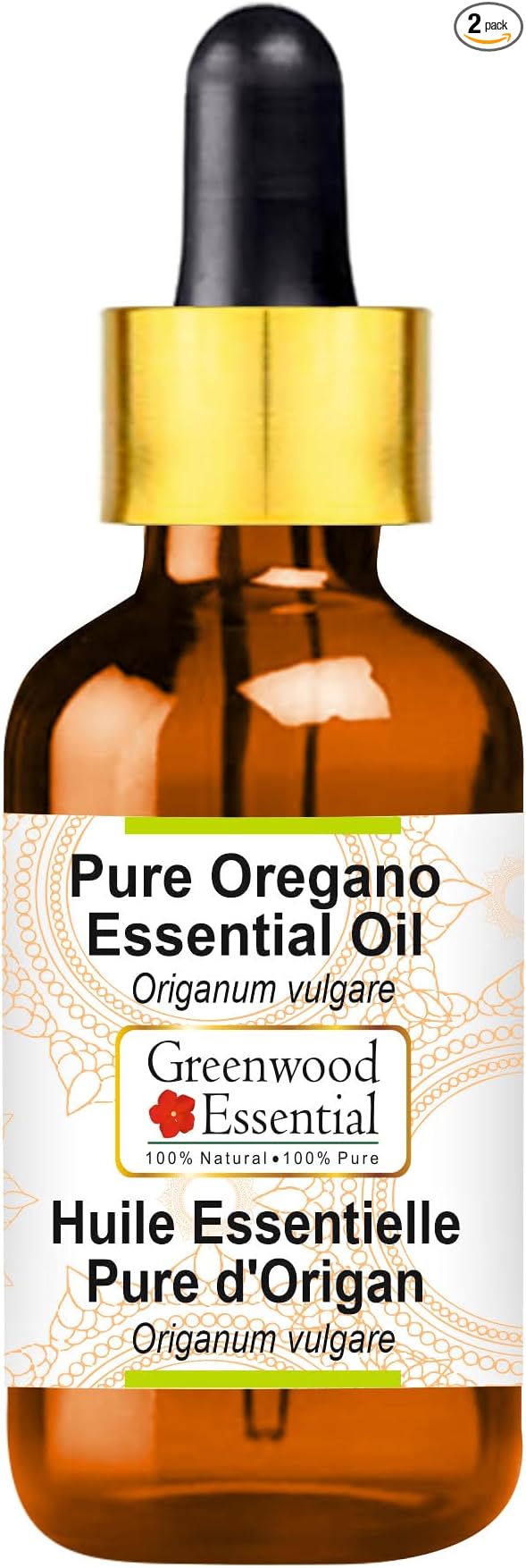 Greenwood Essential Pure Oregano Essential Oil (Origanum vulgare) with Glass Dropper Steam Distilled 10ml (0.33 oz)