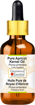 Greenwood Essential Pure Apricot Kernel Oil (Prunus armeniaca) with Glass Dropper Cold Pressed 30ml (1 oz)