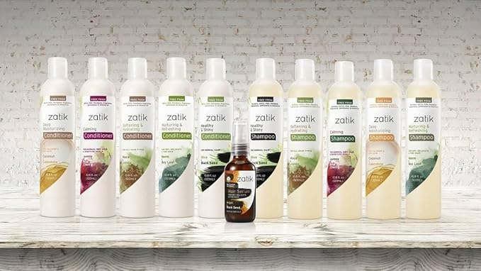 Zatik Naturals - Nurturing and Refreshing Shampoo + Conditioner Set, with Neem & Bay Leaf for Dry, Fine, Delicate Hair - Biodegradable, pH Balanced, Sulfates & Phthalates Free, 2x10.8oz (One of Each)