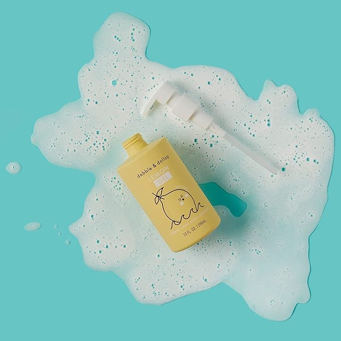 Dabble & Dollop Lemon Body Wash & Shampoo – 3-in-1 Natural Bubble Bath for Kids, No Parabens or Sulfates, Vegan, Gluten-Free, Tear-Free (10oz, Pack of 2)