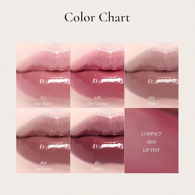 DINTO Blur-Glowy MINI Lip Tint 261 Umbra - Glossy Finish, Hydrating, Long Lasting, Lightweight Texture, Non-Sticky, Vegan & Cruelty-Free, Korean makeup (11 colors)