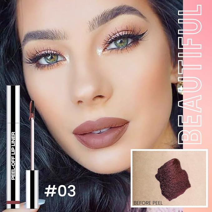 2Pcs Matte Lip Stain Peel Off Lip liner with Tweezer, Peel Off Lip Stain, Long Lasting Waterproof Lipstick Lip Gloss Tattoo, Transfer-proof for All Skin Types (0.24 fl oz-02#+03#)