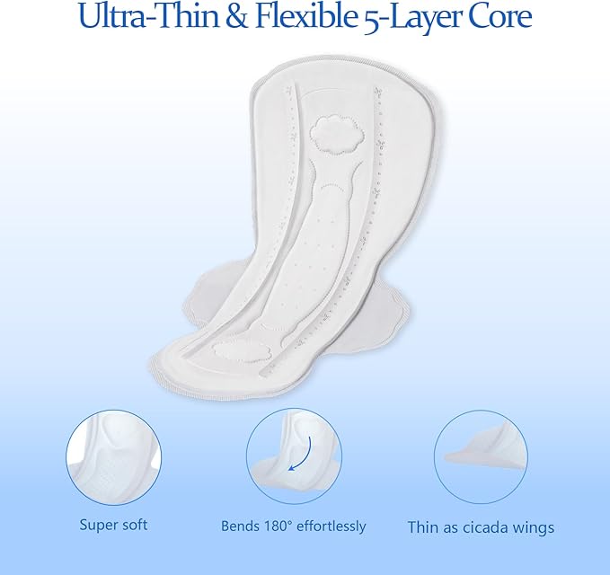 MODAL Pads for Women, Unscented Daily Thin Sanitary Pads for Period with Wings, 11.4 Inch(290 mm), Large, 24 Count