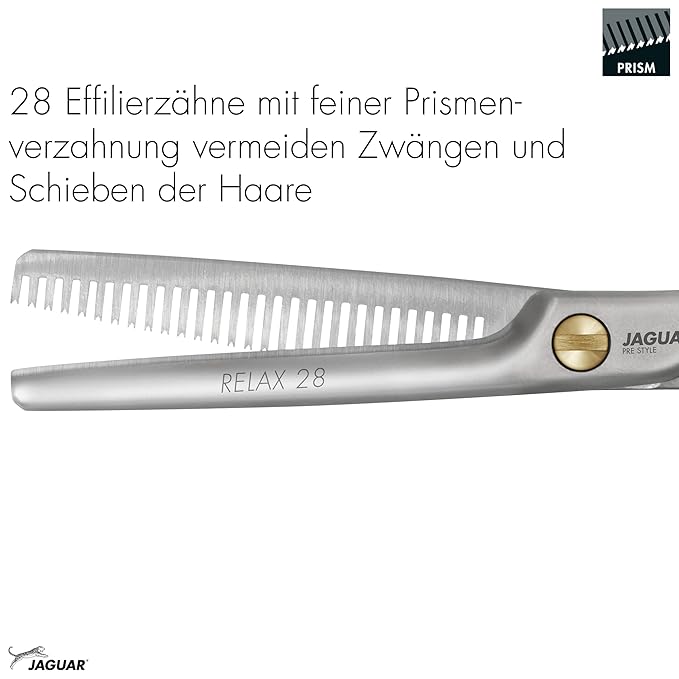 Jaguar Shears Pre Style Relax 5.5 Inch Offset Professional, Ergonomic, Steel Hair Thinning, Texturizing, Cutting and Trimming Scissors for Salon Stylist, Beauticians, Hair Dressers, and Barbers