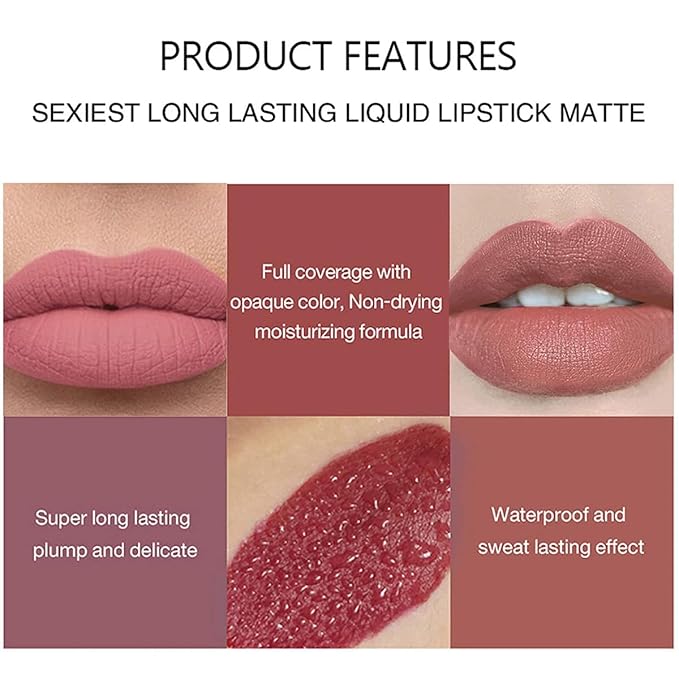 3Pcs Nude Matte Lipstick Set, Ice Cream Velvet Smooth Matte Lip Gloss, 24 Hour Natural Long Lasting & Nourishing Lip Glaze Non-stick Cup for Women Makeup (Set A)