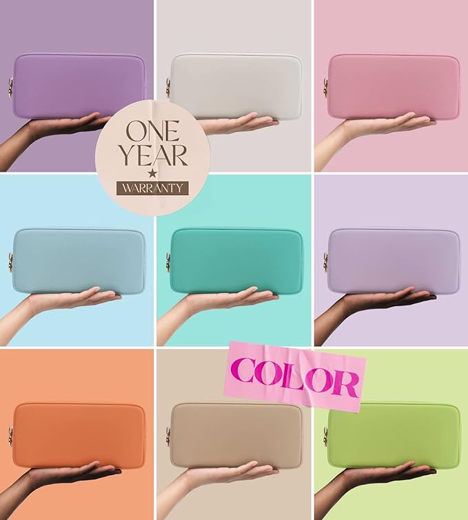 Embla Makeup Bag Travel Cosmetics Pouch and Toiletry Bag, Nylon Zipper Pouch Purse, Cute Make Up Organizer Storage Tote for Women Girls, Waterproof Travel Skincare Case, Small Makeup Bags, Sky Blue