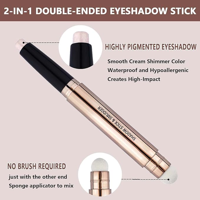 Eyeshadow stick Glitter Primer Palette Metallic Matte Shimmer Cream Eye Shadow Pencil Crayon Smooth Long Lasting Waterproof Highlighter Makeup Hypoallergenic
