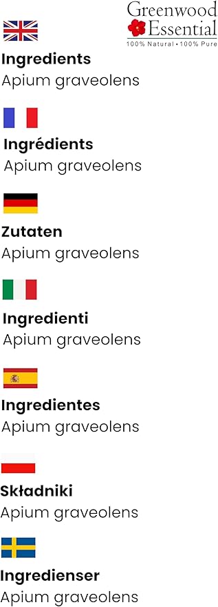 Greenwood Essential Celery Seed Essential Oil (Apium graveolens) with Glass Dropper | Pure | Non-Sticky | Non-Greasy | Lightweight | Men & Women | All Skin Types | Steam Distilled 30ml (1 oz)