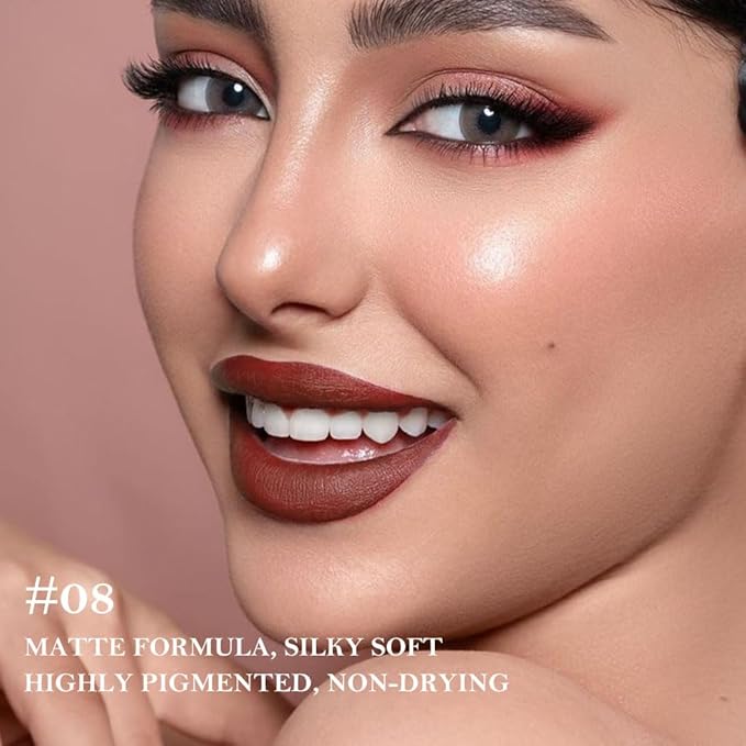 3Pcs Gradient Matte Lipstick Crayon Lip Liner pencil, Flawless Contour Gradual Ombre Effect lip Pencil, for Women Long Lasting Waterproof Smudge Proof Lipstick Pencil 02#+03#+08#