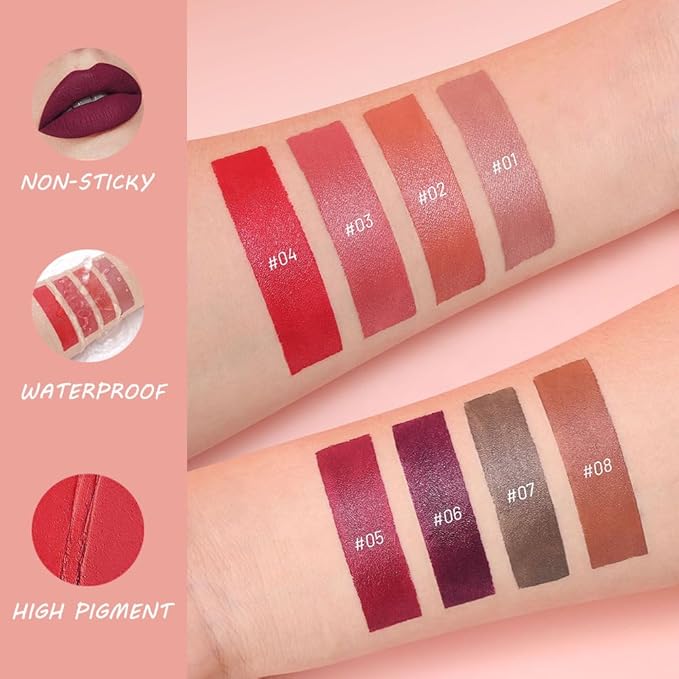 BINGBRUSH 2in1 Matte Lip Liner and Lipstick Combo, Lipstick for Women, Longwear Waterproof Lip Liner Pencil, Matte lipstick Smudge Proof lipstain, Women's Long Lasting Lip Combo (8#Maple Rush)