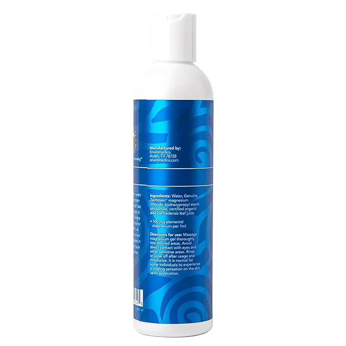 Ancient Minerals Magnesium Gel - 8oz Bottle - Pure Genuine Zechstein Magnesium Chloride - Best for Massage, Topical Skin Application