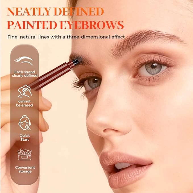 Microblading Eyebrow Pencils for Women,2026 Upgraded 3D Waterproof Eyebrow Pen,Long Lasting 4-Tip Brow Pencil, Eye Brow Pen for Natural Brows (Black)