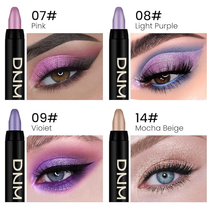 evpct 4Pcs Cream Eyeshadow Pencil Bulk Stick Set for Eyes Waterproof Pink Light Purple Violet Mocha Beige Shimmer Metallic Eyeshadow Crayon Stick sombras en crema para ojos