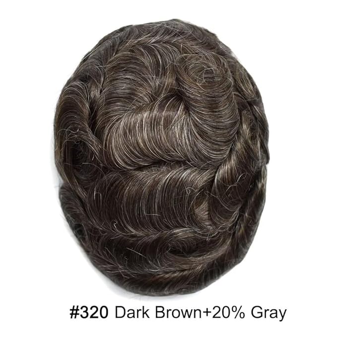FACE MIRACLE Toupee for Men Lace Center Mens Toupee Hairpiece for Man Human Hair Replacement System Lace Center with Poly around Hair Units Mens Wig Hair Prosthesis 6"X9" #320