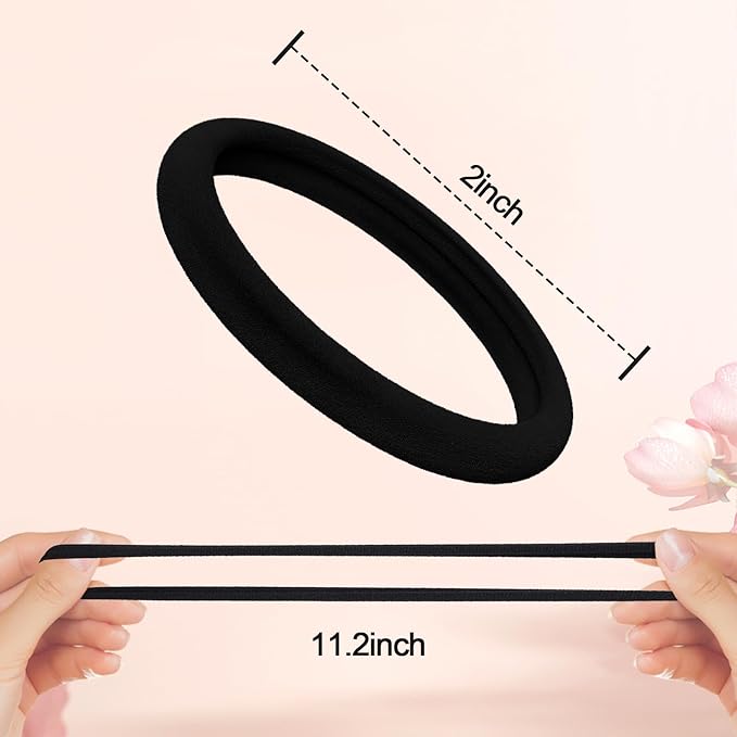 Hair Ties for Women, 120 Pack Black Elastic Hair Bands, 2 Inch Seamless No-Damage Hair Elastics (Black-120pcs)