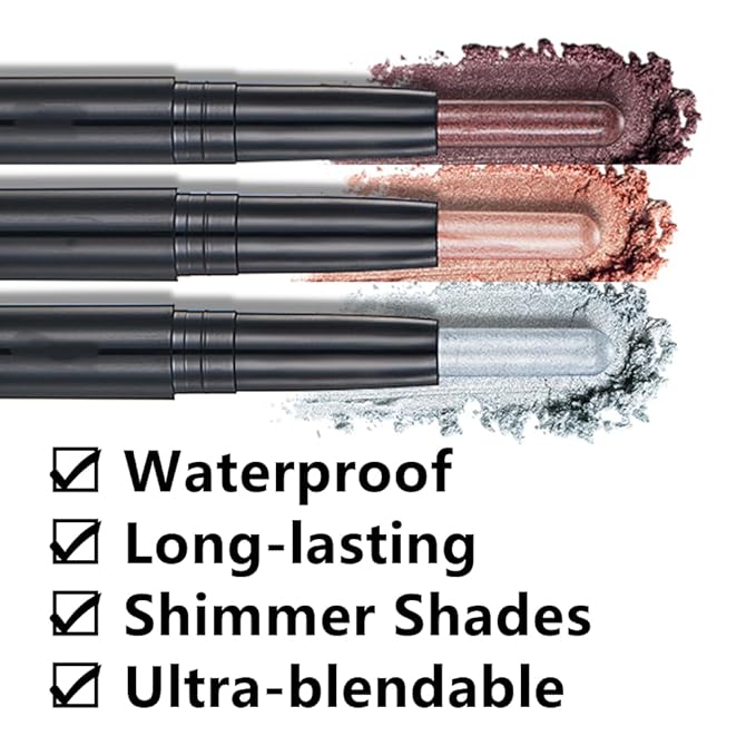 Blue Eyeshadow Stick Makeup, Cream Shimmer Eye Shadow Pencil, Hypoallergenic Waterproof Long Lasting Crayon, Smooth Glitter Primer Palette Eyeliner Make up