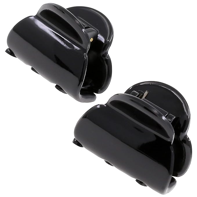 Camila Paris CP3478 French Hair Clip for Women, Set of 2 Small Black Girls Hair Claw Clips Fashion Durable Hair Accessories for Women, Luxury Ladies Strong Hold No Slip Grip Clamp, Made in France