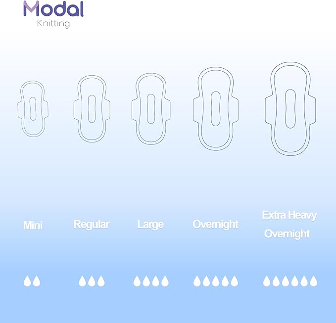 MODAL Heavy Flow Pads for Women Overnight, Unscented Sanitary Pads for Period with Wings, 16.5 Inch(420 mm), Extra Heavy Overnight, 16 Count
