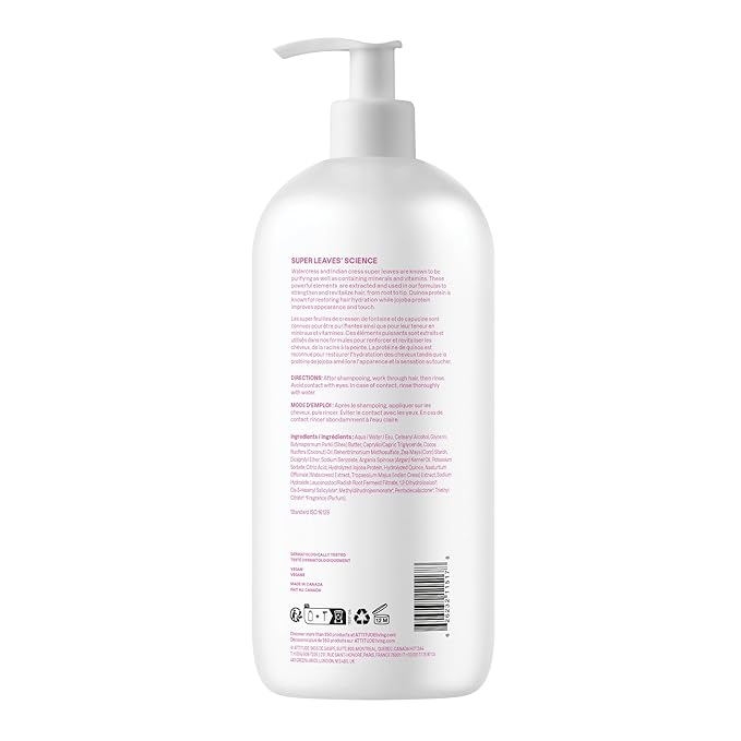 ATTITUDE Moisture Rich Hair Conditioner, For Dry and Damaged Hair, Naturally Derived Ingredients, Vegan Detangler, Dermatologiocally Tested, Quinoa and Jojoba, 32 Fl Oz