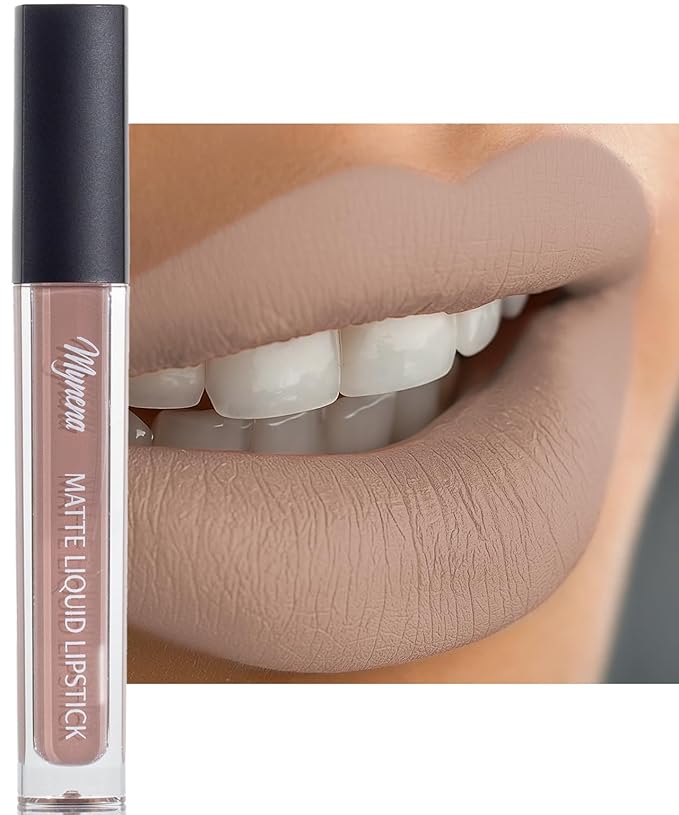 Mynena Nude Long Lasting Lipstick for Women Waterproof & Transfer-Proof | Hydrating with Shea Butter | Bold Pigment Matte Color Lip Stain | Talc-Free & Vegan Product that Performs | Sandy