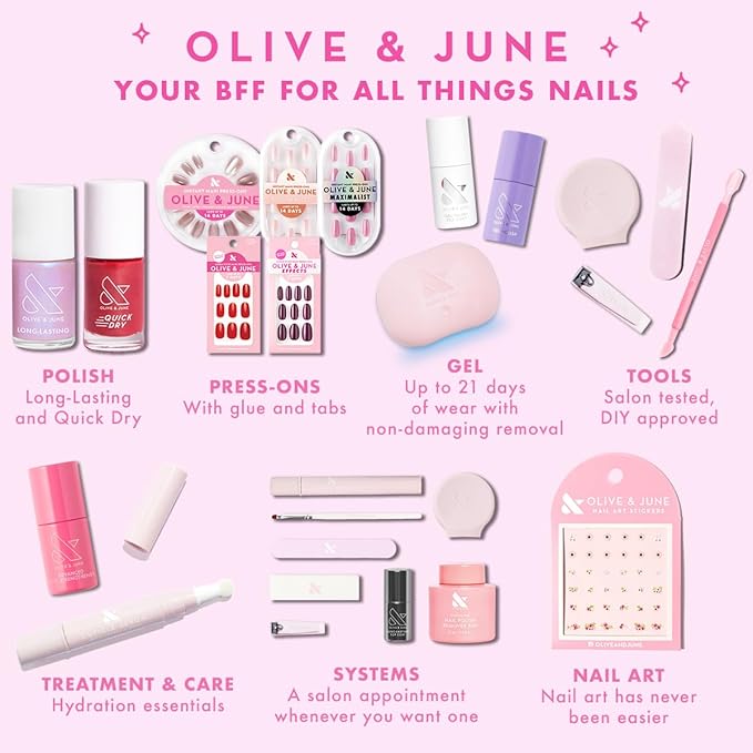 Olive & June Long Lasting Nail Polish | Plump, Gel-Like Finish, No Lamp Needed | Lasts up to 10 days | Salon-Quality at Home | 15-Free, Vegan & Cruelty-Free | Chip-Resistant | Perfect Pinwheel | Coral