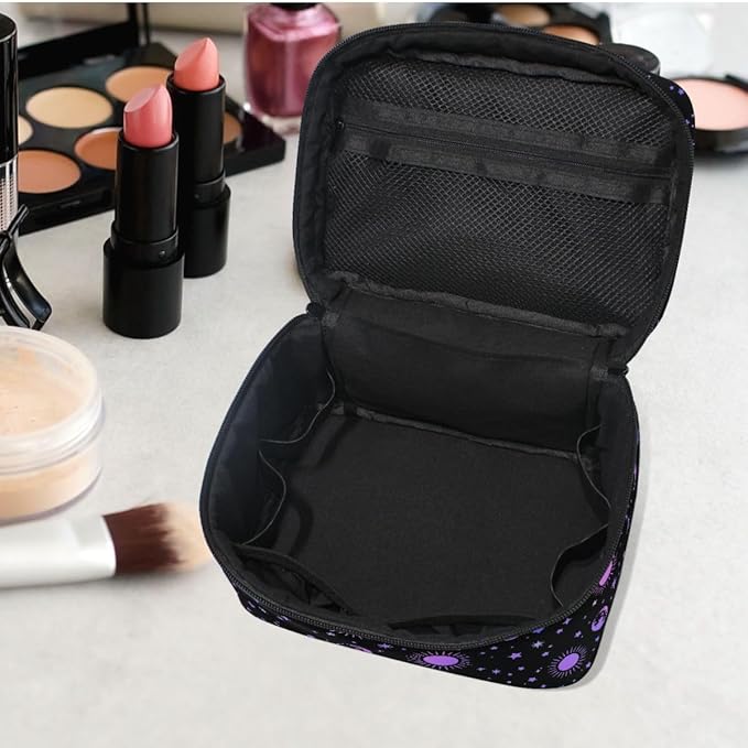 Makeup Bags, Moon Sun Stars Makeup Organizer Bags Toiletry Bag Box Travel Cosmetic Bag Make Up Train Case for Women Teen Girl Ladies