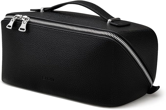 EACHY Makeup Bag,Large Capacity Travel Makeup Bag,Waterproof Portable Open Flat Toiletry Bag Cosmetic Bag with Divider and Handle