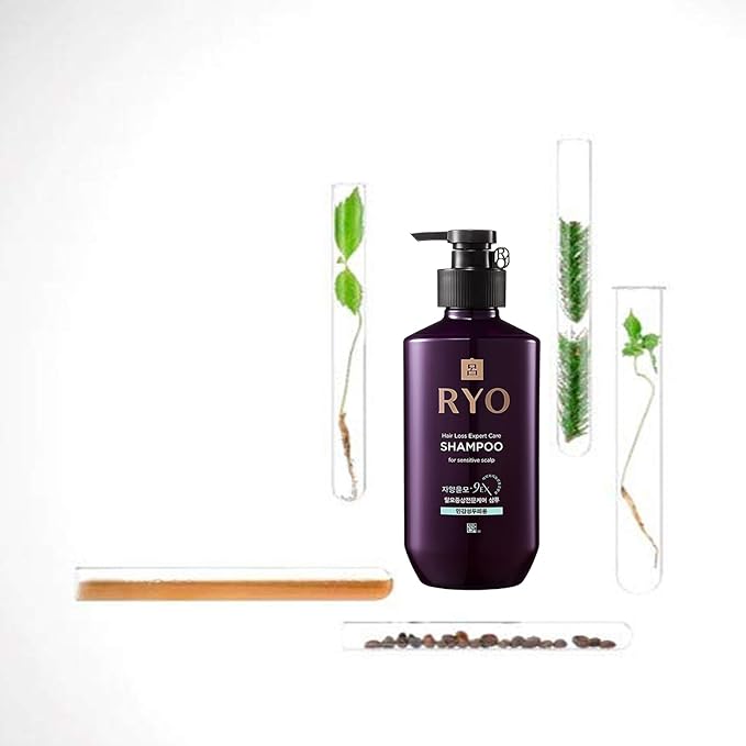 RYO Hair Strength Expert Care Shampoo for Sensitive Scalp, Hypoallergenic Cleansing, Soothing Care, Relieving Itchiness for Dryness and Smelly Scalp, Strengthening for Thinning Hair, 13.53 Fl Oz.
