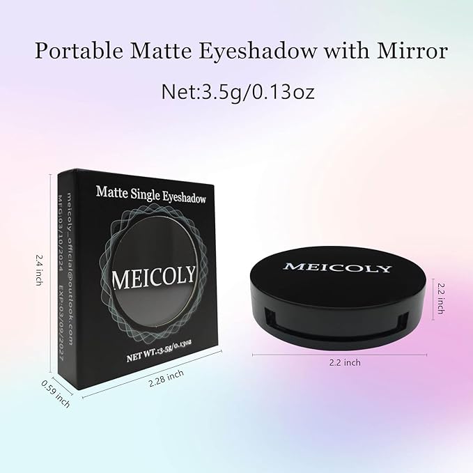 MEICOLY Light Blue Single Eyeshadow with Mirror,Baby Blue Eye Shadow for Halloween Corpse Bride Sally Makeup,Pressed Powder Eyeshadow,Matte Shade Eyelid Color Eye Makeup,High Pigment,Long Wear