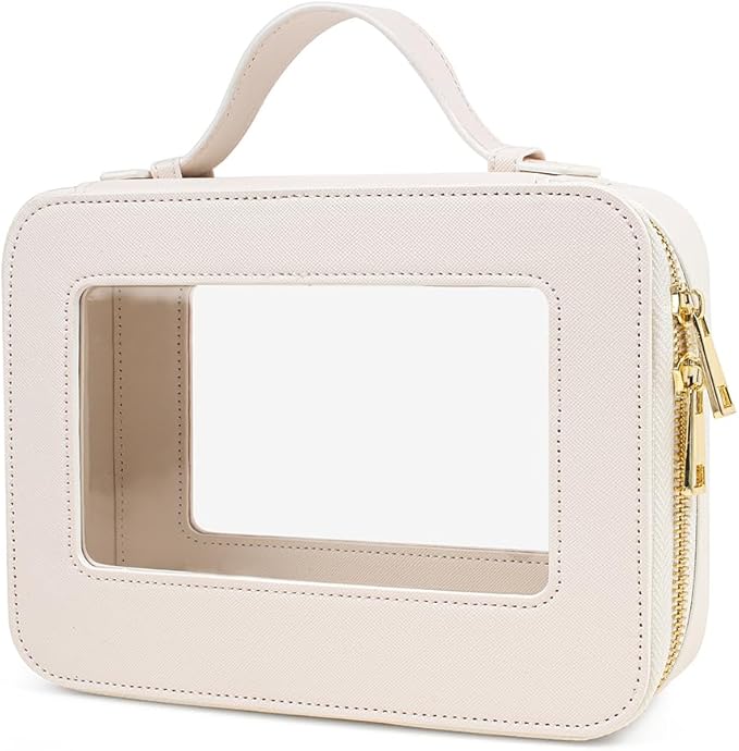 Clear Makeup Bag, Travel Cosmetic Organizer Case Waterproof Skincare Toiletry Bag with Zipper Portable Make Up Pouch Compact Car Organizer Bag for Essentials