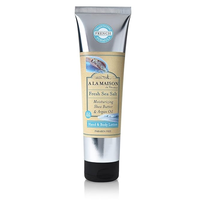 A LA MAISON De Provence Hand and Body Lotion | Natural Moisturizing Lotion with Argan Oil and Shea Butter | Moisturizer for Dry Skin | Paraben and Phthalates Free | Fresh Sea Salt Scent 8 Oz (2 Pack)