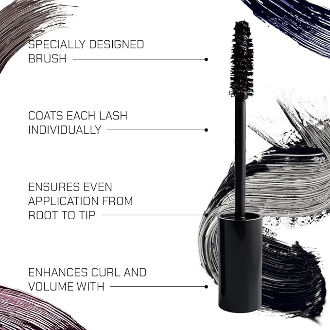 Radiant Professional Lengthening Mascara with silicone brush – Smudge-Proof Curl Mascara Volume & Length for Sensitive Eyes, Cruelty Free, Ideal for Mature & Young Women, 0.43 oz (05 Midnight Blue)