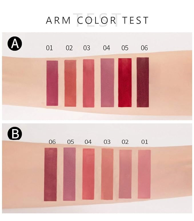 6Pcs Matte Liquid Lipstick Makeup Set, Matte liquid Long-Lasting Wear Non-Stick Cup Not Fade Waterproof Lip Gloss (Set B)