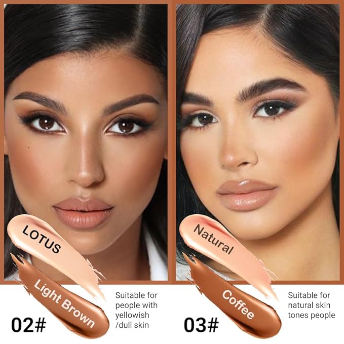 evpct 4 Colors Contour Stick Makeup Set Concealer Stick Cream Contouring Palette Makeup Kit for Beginners Nose Bronzer Sticks Liquid Contour Face Highlighter Makeup 02+03
