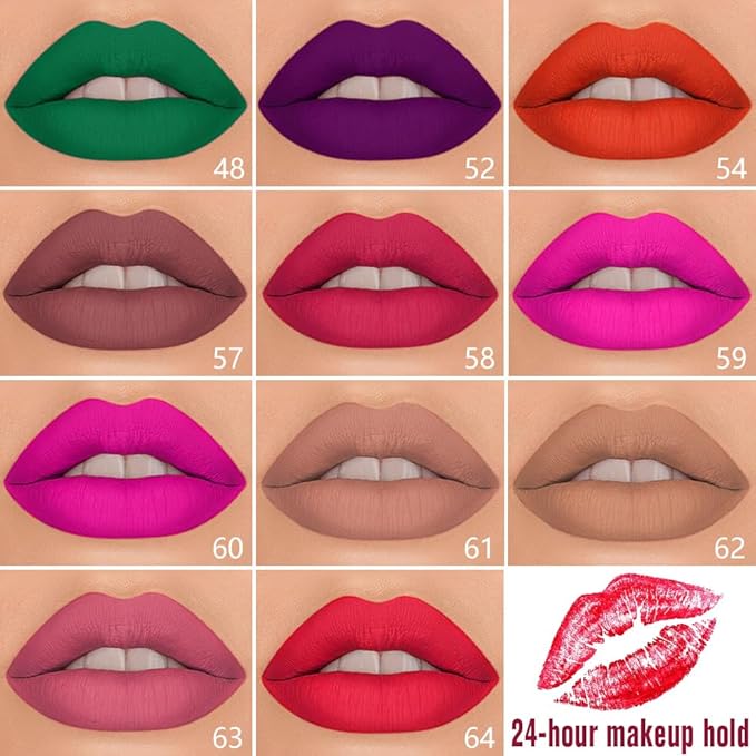 1Pcs 2 in 1 Ruby Red Matte Lip Liner and Liquid Lipstick Stain Makeup Set for women, Ruby Red Long Lasting Smudge Proof Lip Tint Matte Finish Lip Gloss for All-Day Color Hold Easy to Use 58#