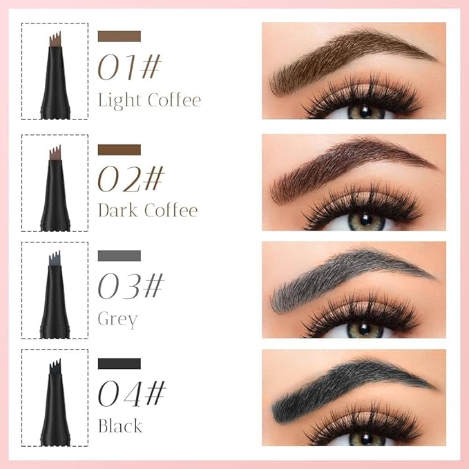2025 Premium Microblading Eyebrow Pen, Waterproof Eyebrow Pencil, Eye Brow Pen with 4 Tip, Natural Magic Eyebrow Makeup Fine Stroke Contouring Pencil Long-Lasting Stay on All Day (Light Brown)