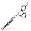 ULG Hair Thinning Scissors 6.7” Shark Series 100% Japanese Stainless Steel, Offset Handle, 30 V-Tooth Thinner 25% Hair Removal, Professional Barber Layering Shears for Salon & Home Hair Styling