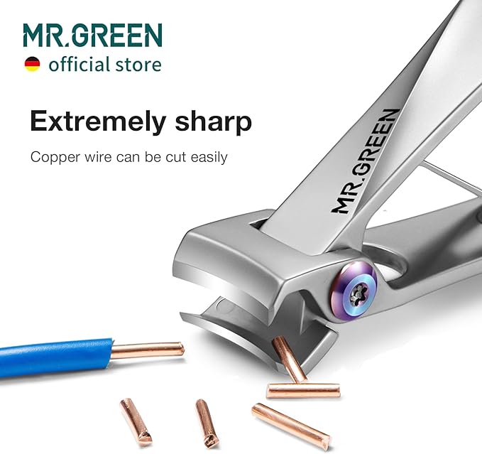MR.GREEN Nail Clippers Wide Jaw Opening Stainless Steel Fingernail Clipper Thick Hard Toenail Cutter Manicure Scissors Tools (Nail Clipper (Large)+Nail File)