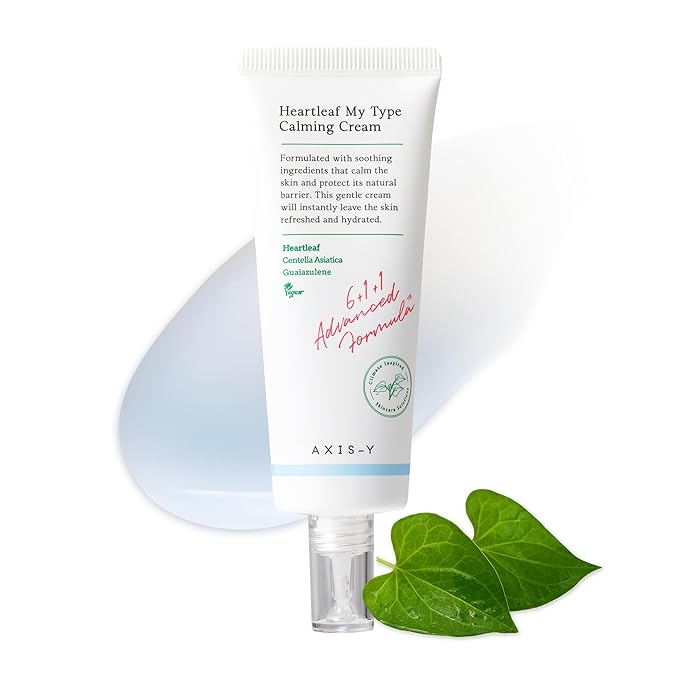 AXIS-Y Heartleaf My Type Calming Cream - Soothing, Redness Relief & Long Lasting Moisture Dewy Skin Daily Face Lotion - Vegan Korean Skin Care Moisturizer Face Cream - 2.02 fl. oz.