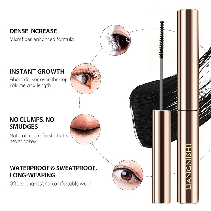 Ultra-Slim Brush Tubing Mascara for Mature Lashes – Waterproof Volume + Length for Fine Short Lower Lashes, Hypoallergenic Smudge-Proof Formula, Older Women Sensitive Eyes Friendly (Brown)