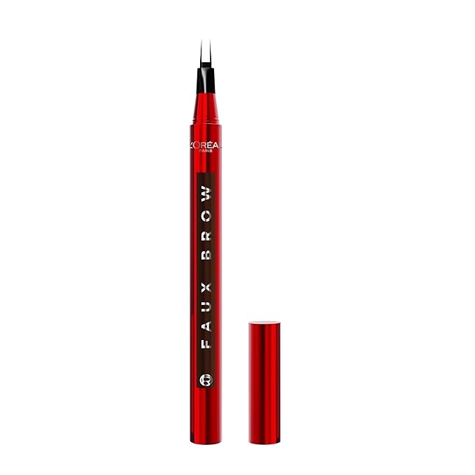 L'Oreal Paris Faux Brow, Hair-Like, Filling Eyebrow Pen with Double-Brush Tip, Fast & Precise Eyebrow Makeup, Dark Brunette, 0.04 Fl Oz