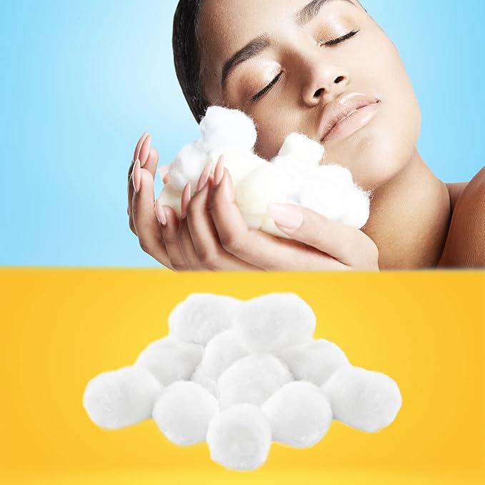 Cotton Balls for Facial Treatments, Nails and Make-Up Removal, Applying Tonics & Cleansers, Multi-Purpose Soft Natural Cotton Balls (Large 200 Count)