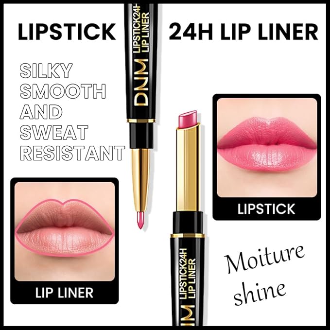 evpct 1Pcs Mauve Warm Pink Shine Lip Liner and Lipstick Combo Set Kit for Women, Moisturizing Glossy Tinted Lip Stick Balm, Sheer Shine Juicy Finish, Lightweight Hydrating Formula Lip Care 43#