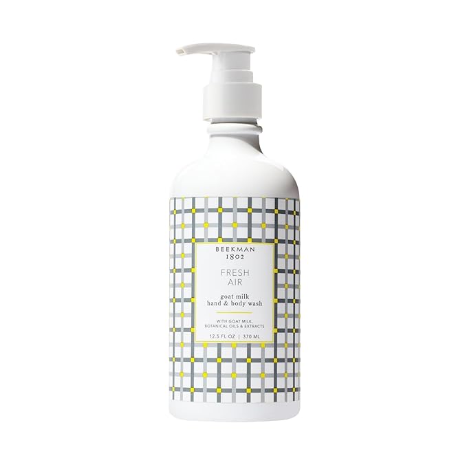 Beekman 1802 Goat Milk Hand Wash, Fresh Air - Scented - 12.5 oz - Cleanses, Softens & Nourishes Skin - Rinses Away Impurities - Good for Sensitive Skin - Cruelty Free - Ready For Use, Pump Inserted