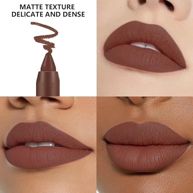 BINGBRUSH 2 in 1 Lip Liner and Lipstick Combo, Matte Lipstick Long Lasting Waterproof Lip Pencil Crayon, Smudge Proof Lip Stain,Hign pigmented Women’s Makeup(04#Spiced Cocoa)